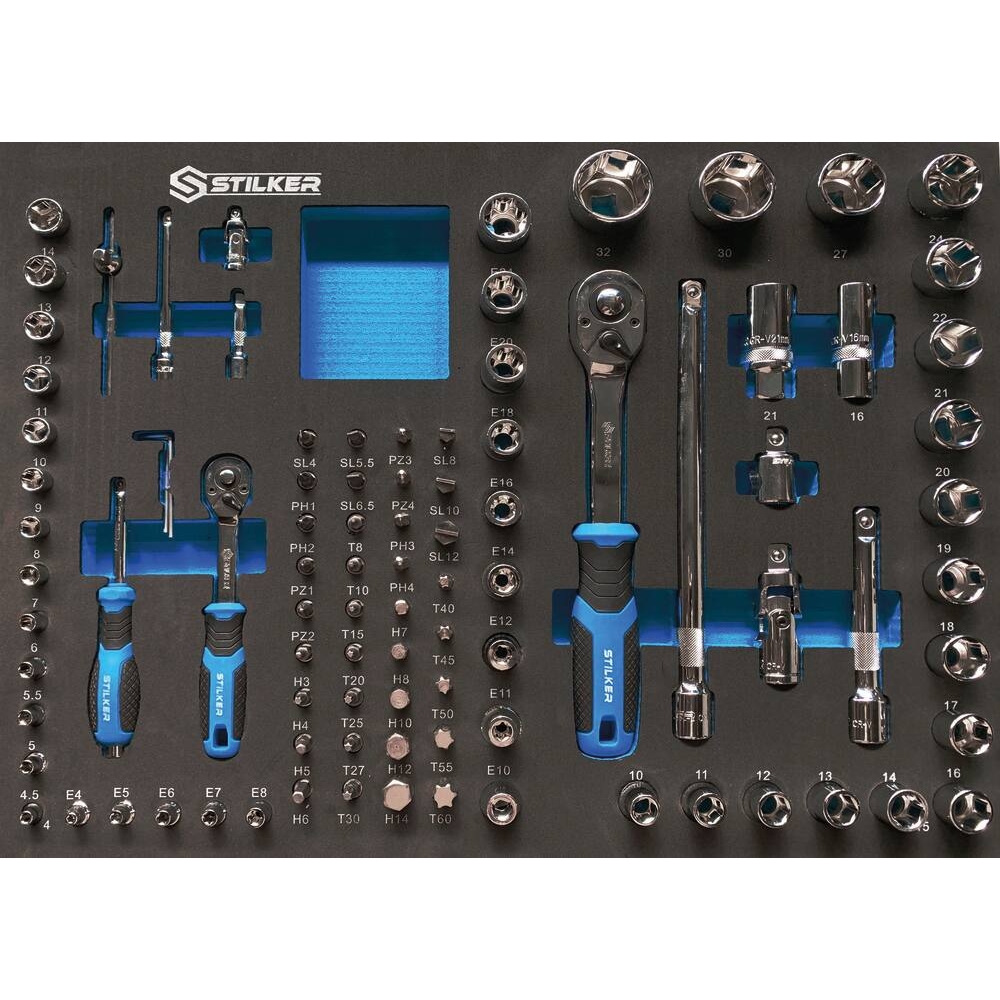 Servante d'atelier 7 tiroirs composée de 147 outils - modules mousse STILKER - 83932
