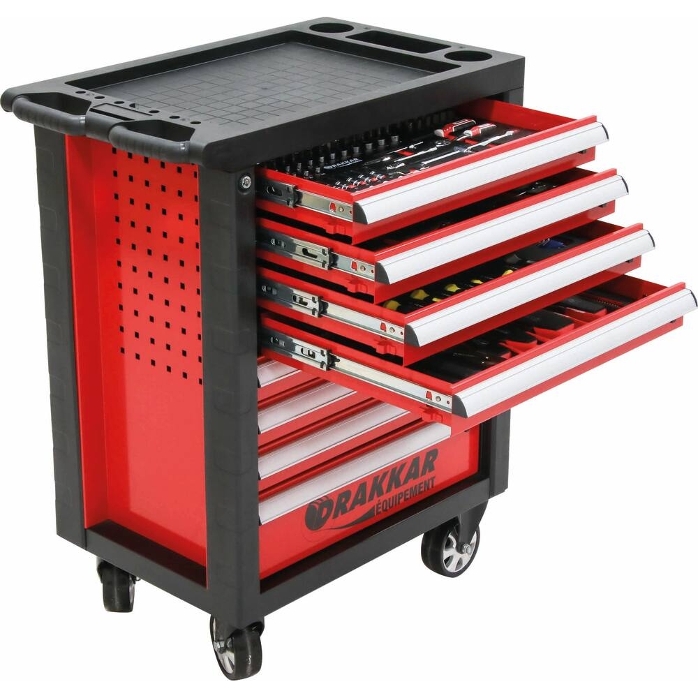 Servante d'atelier 8 tiroirs composée de 176 outils - modules carbone DRAKKAR TOOLS - 83960