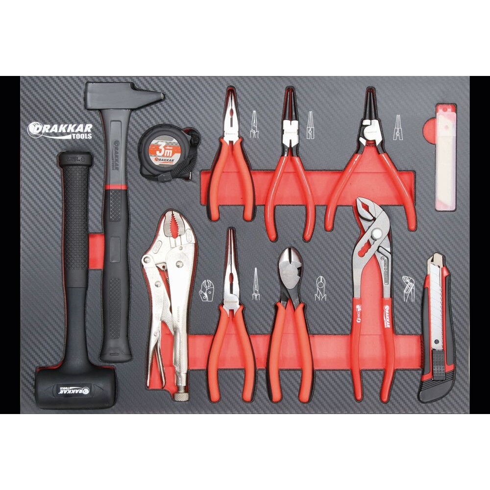 SERVANTE 10 TIROIRS DRAKKAR EQUIPEMENT 72540 + 4 MODULES CARBONE - 176 OUTILS - DRAKKAR TOOLS - 83985