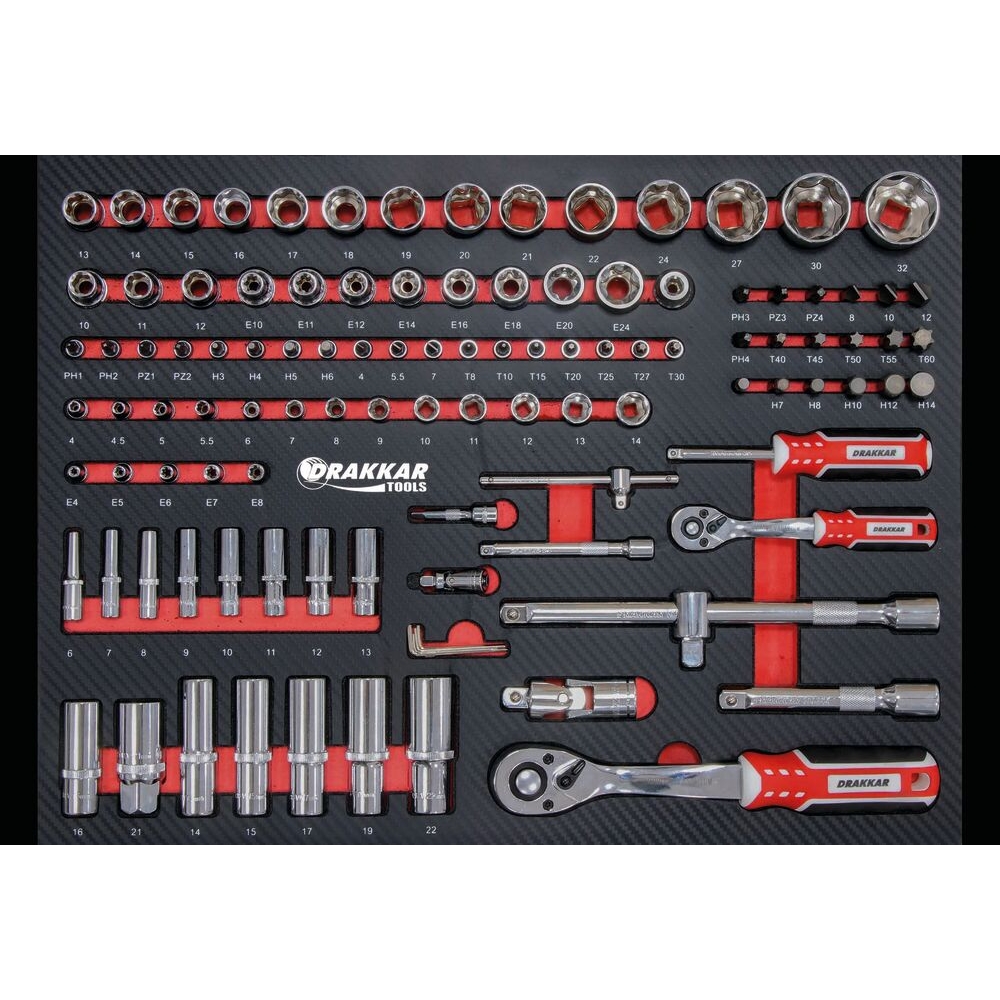 SERVANTE 10 TIROIRS DRAKKAR EQUIPEMENT 72540 + 4 MODULES CARBONE - 176 OUTILS - DRAKKAR TOOLS - 83985