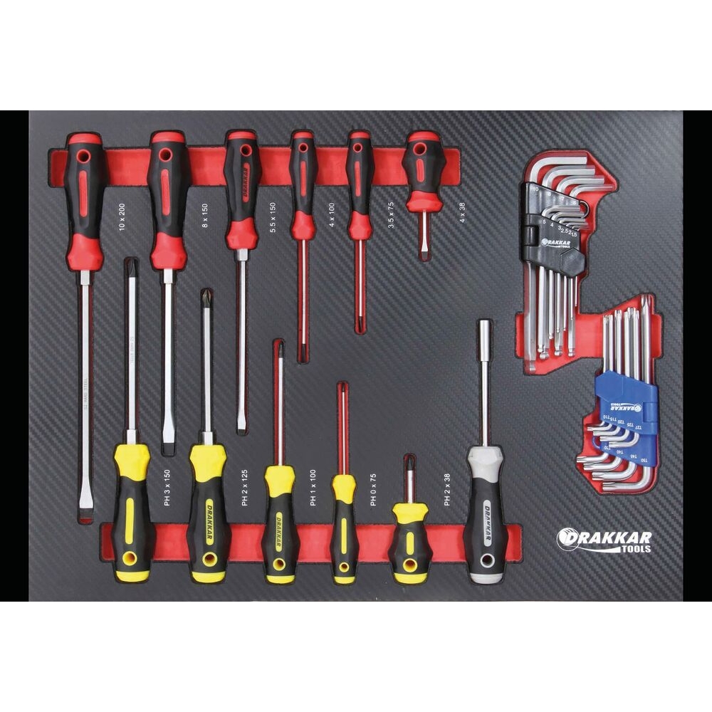 SERVANTE 10 TIROIRS DRAKKAR EQUIPEMENT 72540 + 4 MODULES CARBONE - 176 OUTILS - DRAKKAR TOOLS - 83985