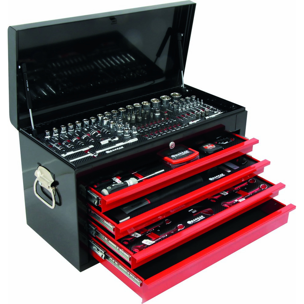 Coffre de servante 4 tiroirs composé de 192 outils - modules finition carbone DRAKKAR - 84047
