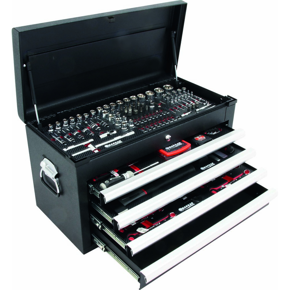 Coffre de servante 4 tiroirs composé de 192 outils - modules finition carbone DRAKKAR - 84048