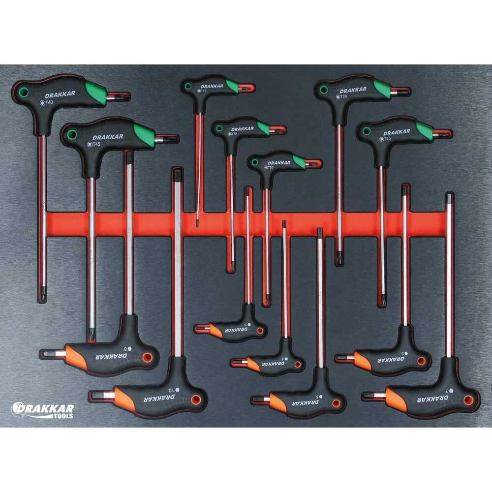 Module mousse 534x395mm métal tournevis avec poignée en T Hex/Torx - 14 pcs DRAKKAR TOOLS - 84266
