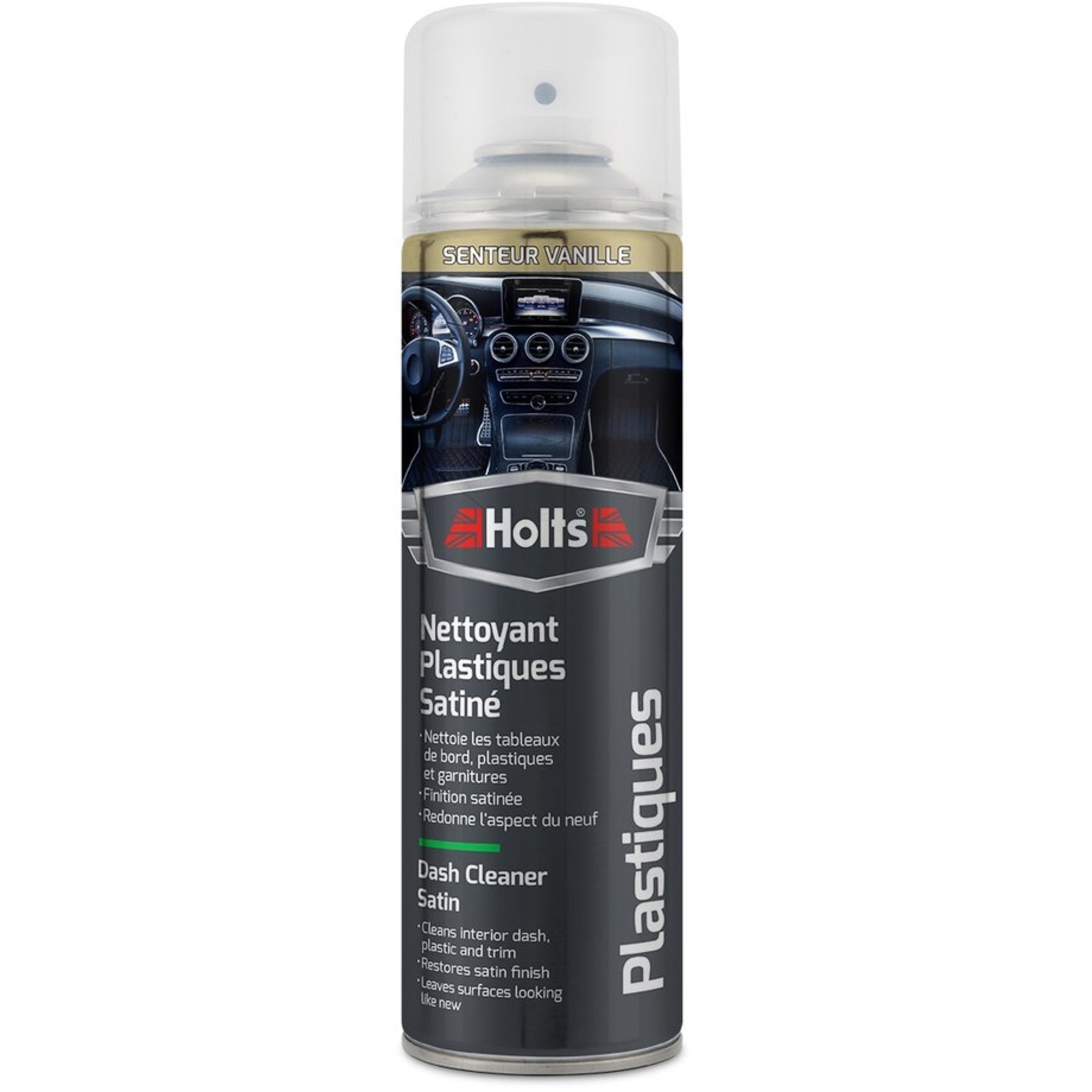 Nettoyant plastiques finition satinée senteur vanille - aérosol de 500ml HOLTS - HO008205