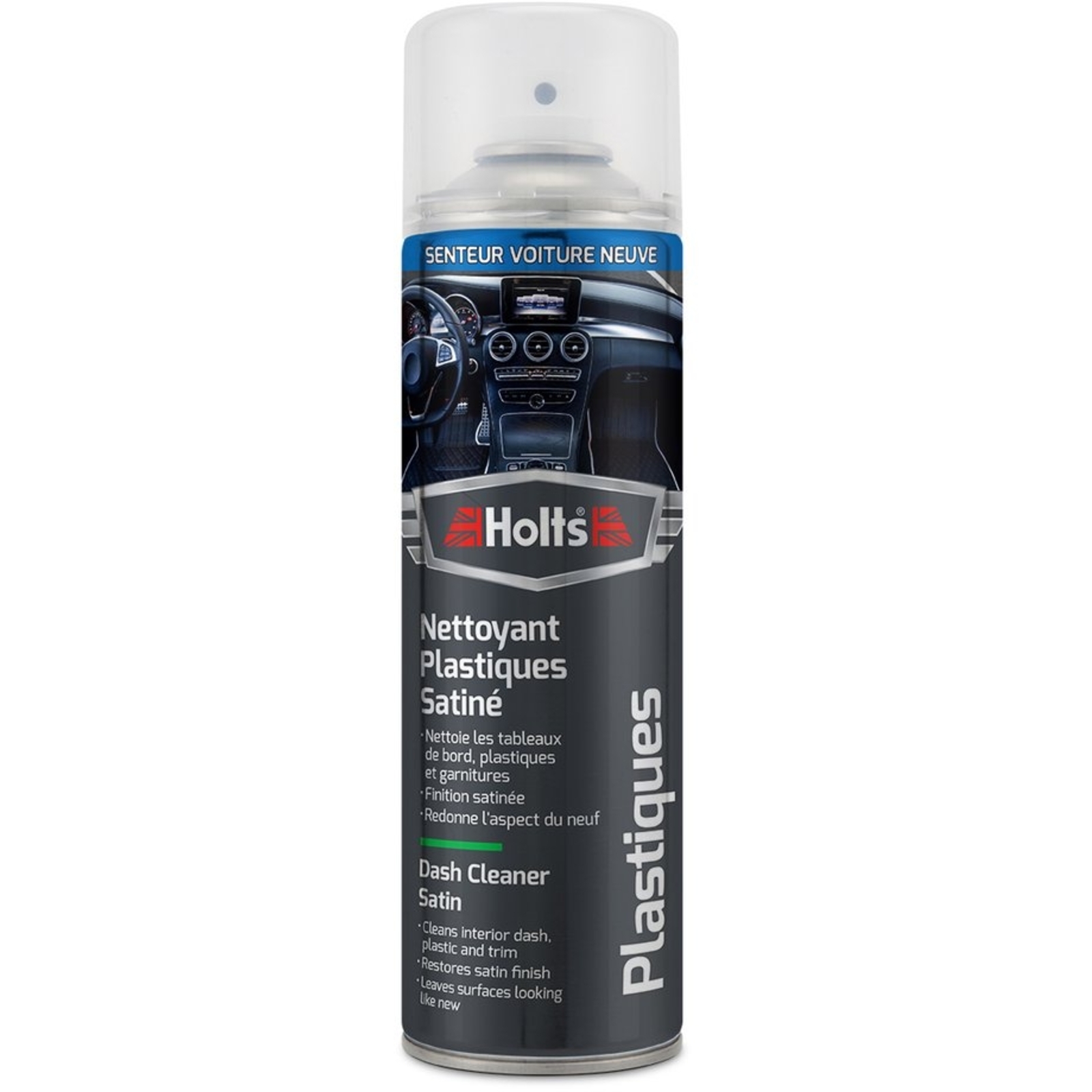 Nettoyant plastiques finition satinée senteur voiture neuve - aérosol de 500ml HOLTS - HO008212