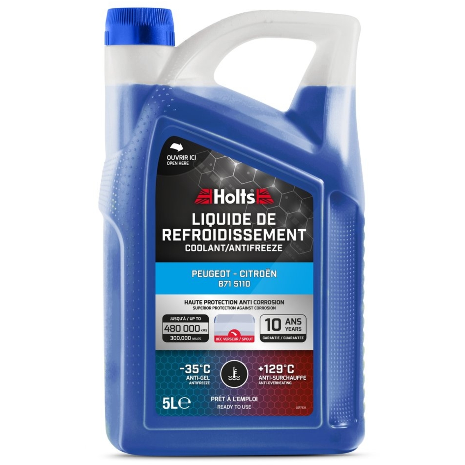 Liquide de refroidissement dédié Peugeot-Citroën B71 5110 - bidon avec bec de 5L HOLTS - HO012448