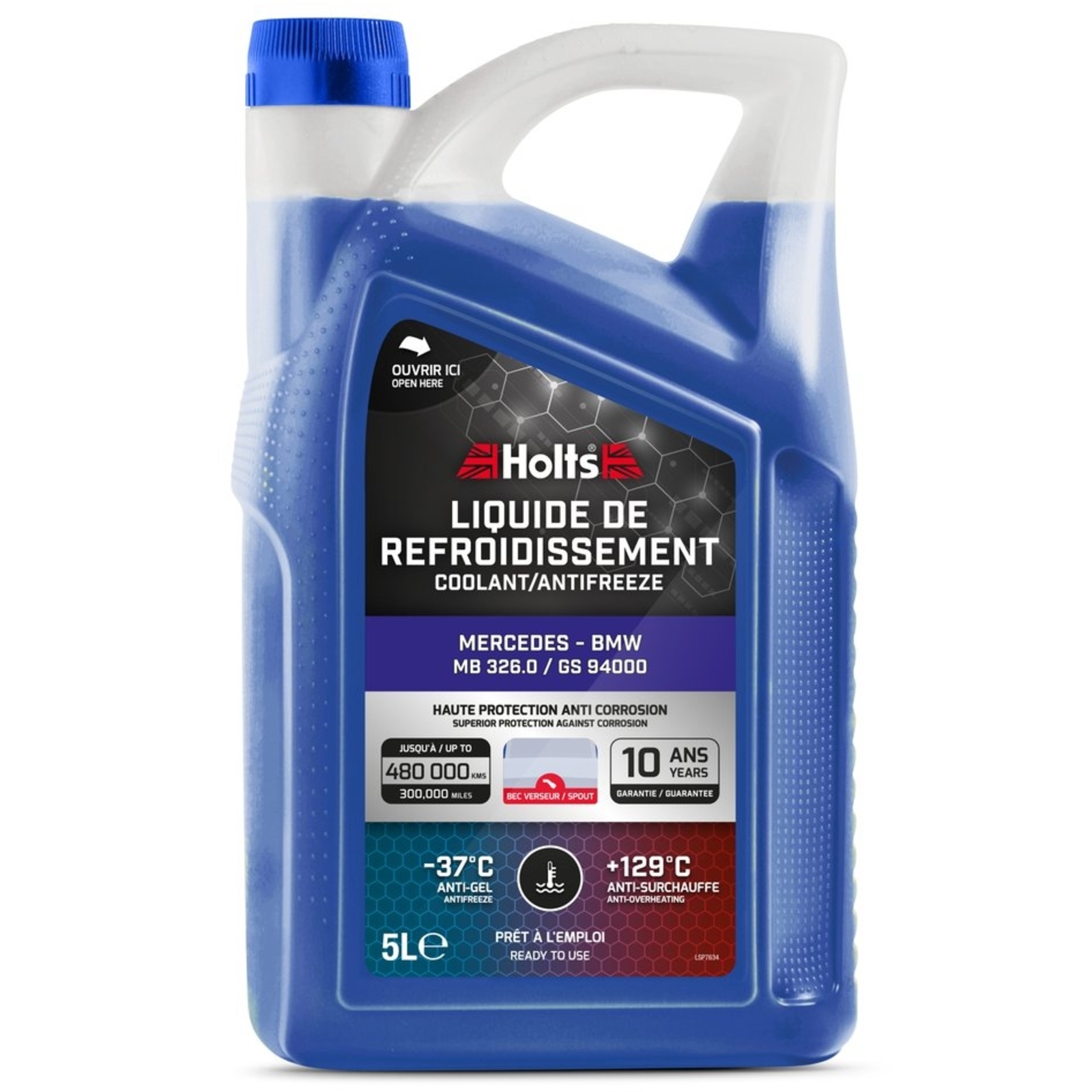 Liquide de refroidissement dédié Mercedes - BMW 325.0 / GS94000 - bidon avec bec de 5L HOLTS - HO012509