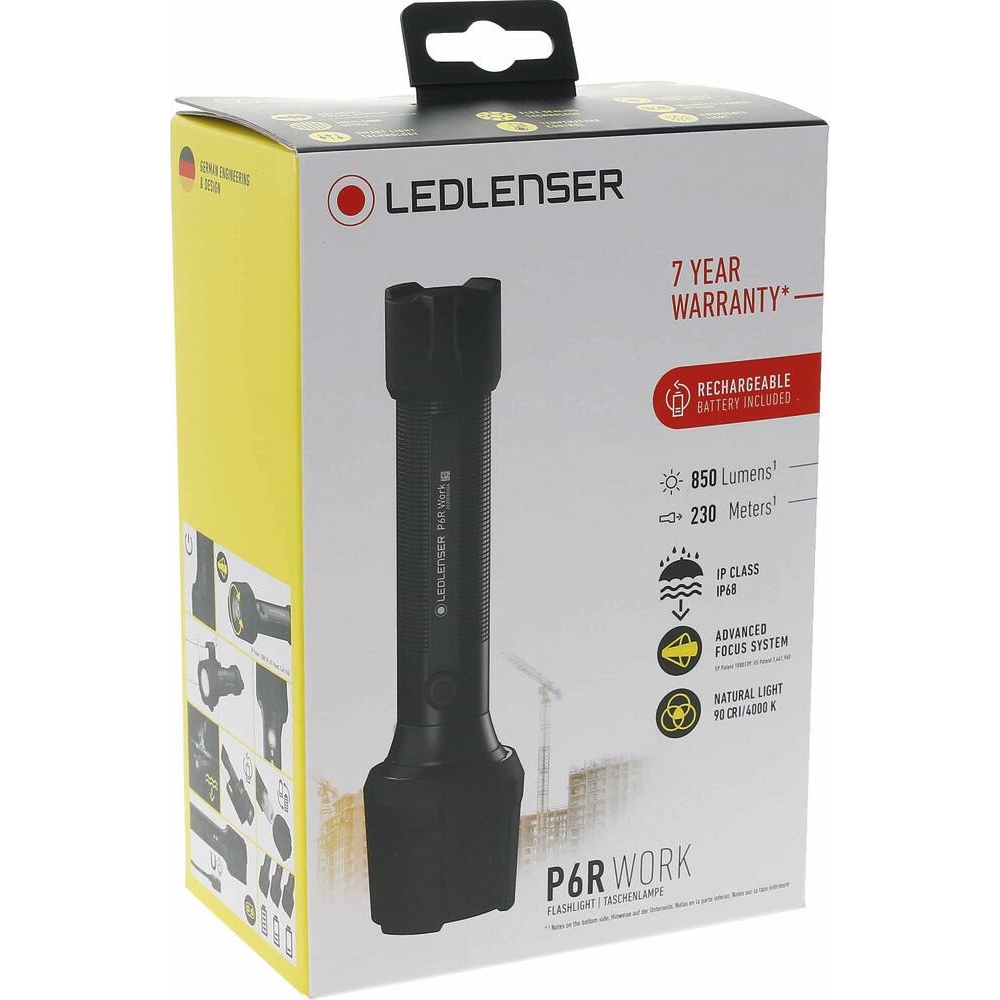 Lampe torche led P6R WORK 850 lumens rechargeable LEDLENSER - LL502186