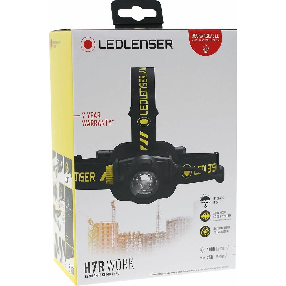Lampe frontale led H7R WORK 1000 lumens rechargeable LEDLENSER - LL502195
