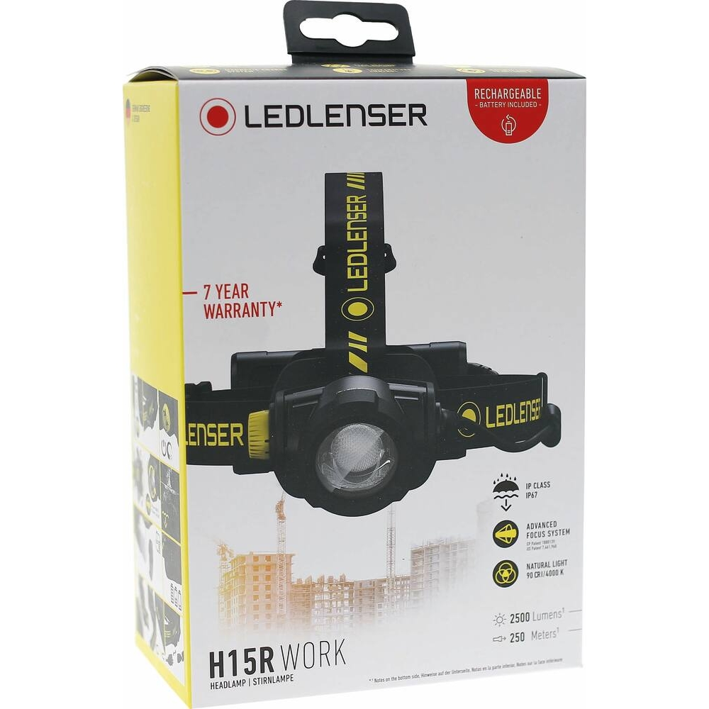 Lampe frontale led H15R WORK 2500 lumens rechargeable LEDLENSER - LL502196