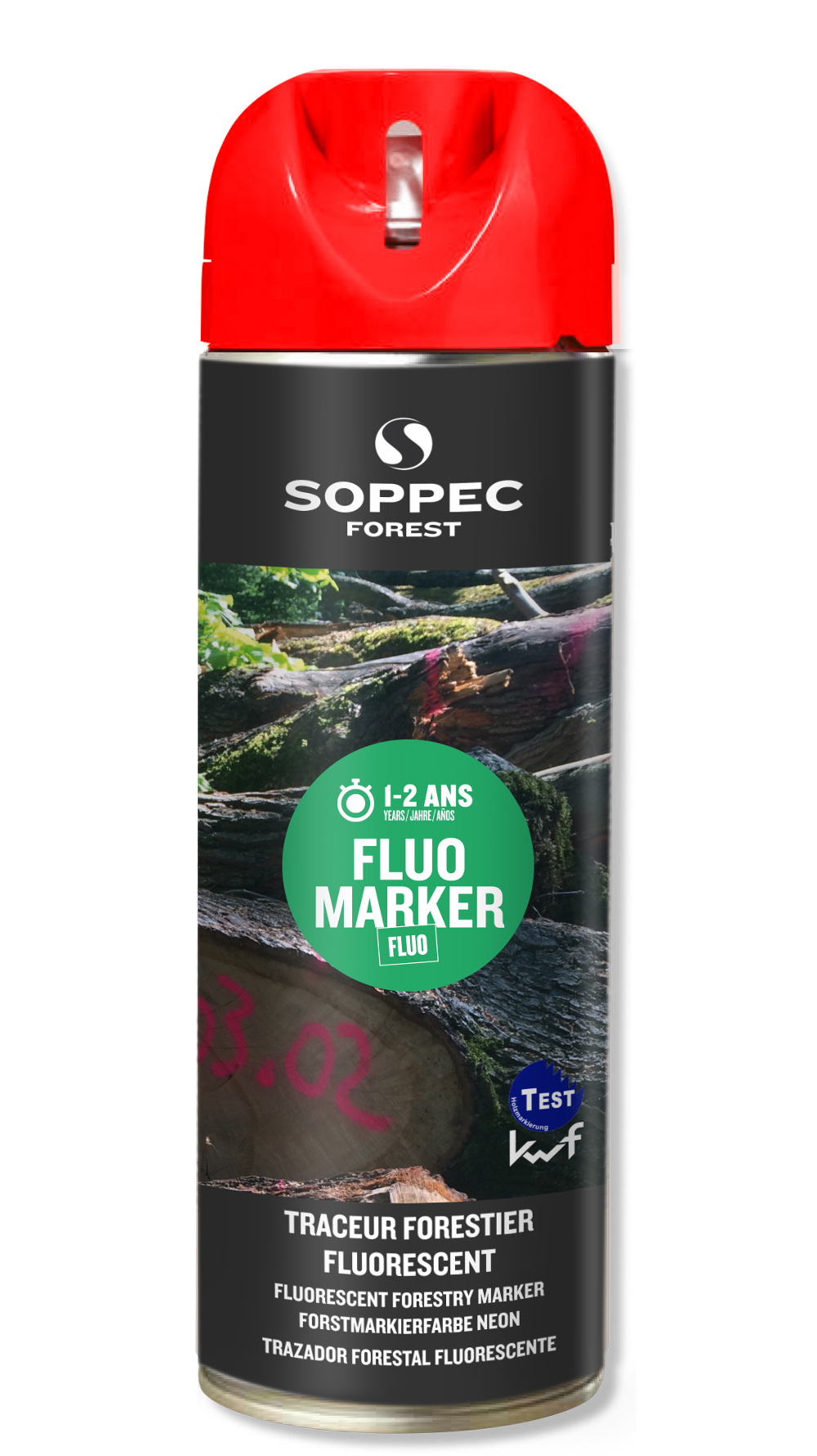 Bombe de peinture - Traceur forestier SOPPEC fluorescent rouge fluo 12 mois fluo marker - 131313