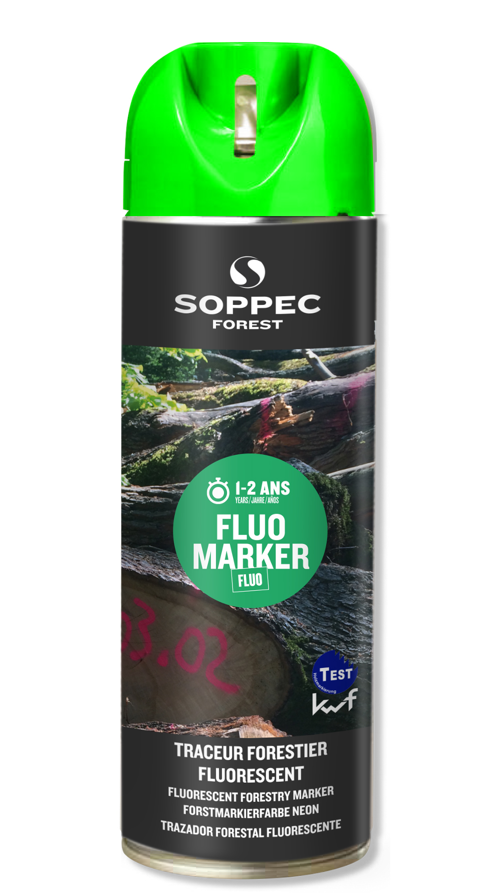 Bombe de peinture - Traceur forestier SOPPEC fluorescent vert fluo 12 mois fluo marker - 131318