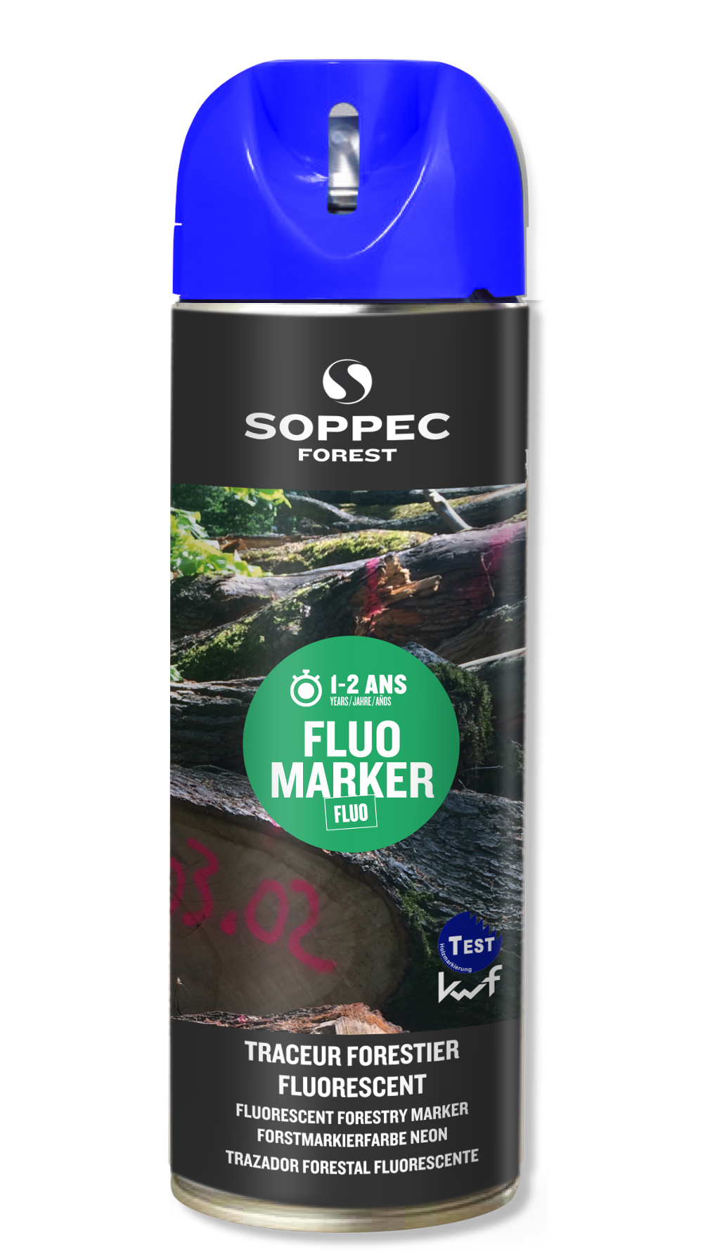 Bombe de peinture - Traceur forestier SOPPEC fluorescent bleu fluo 12 mois fluo marker - 131319