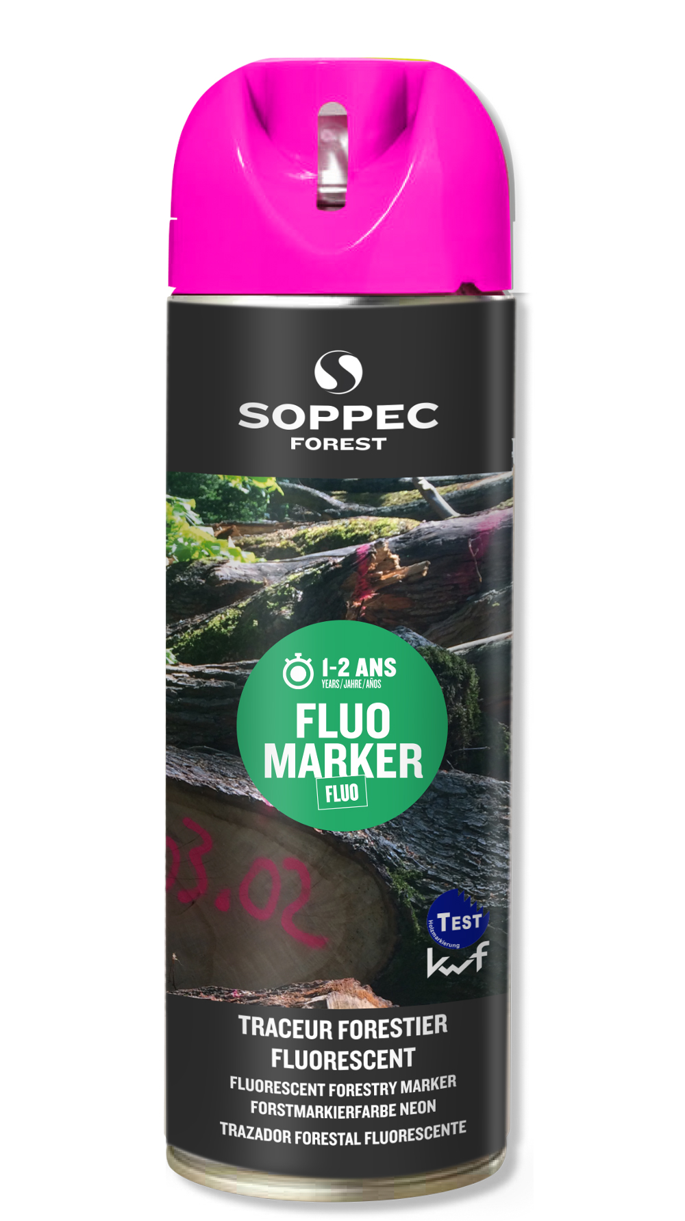 Bombe de peinture - Traceur forestier SOPPEC fluorescent cerise fluo 12 mois fluo marker - 131325
