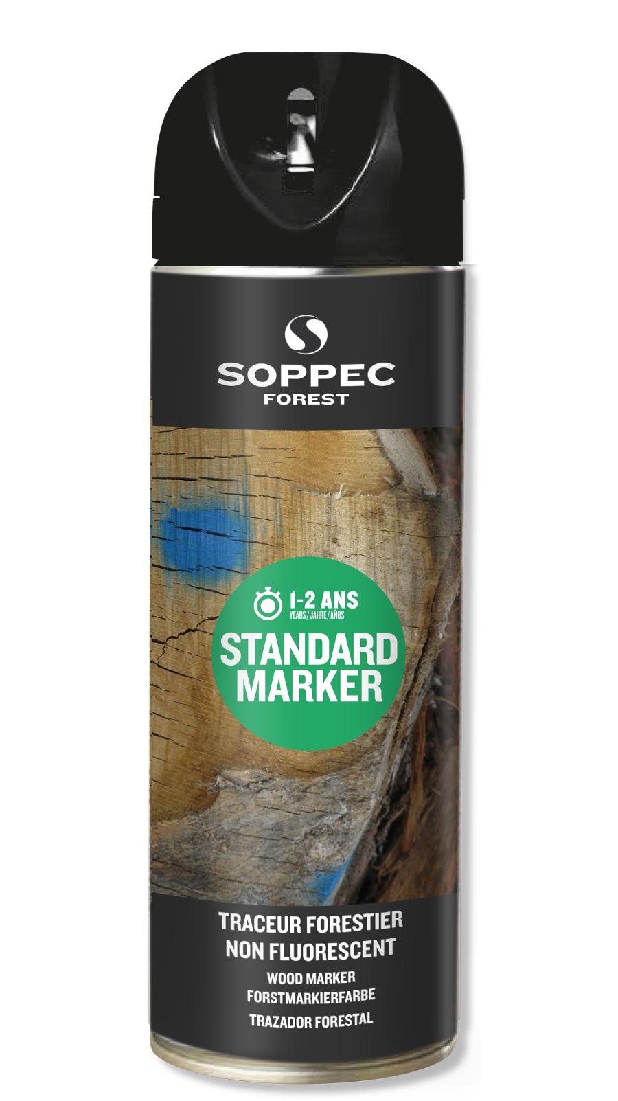 Bombe de peinture - Traceur forestier SOPPEC non fluorescent noir 1-2 ans standard marker - 131903