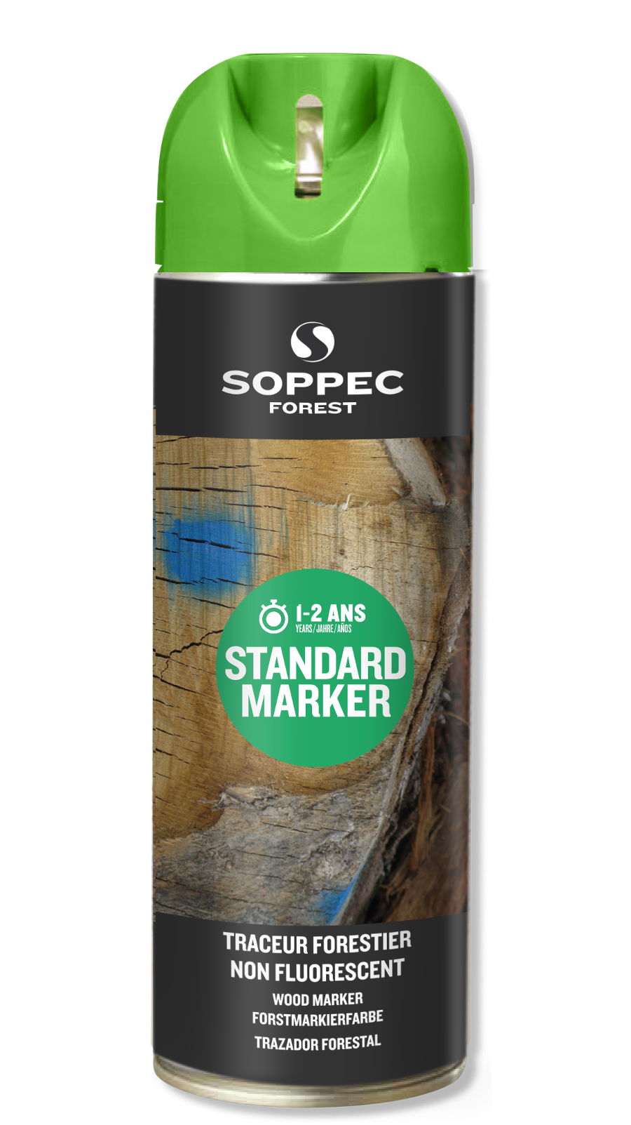Bombe de peinture - Traceur forestier SOPPEC non fluorescent vert 1-2 ans standard marker - 131905