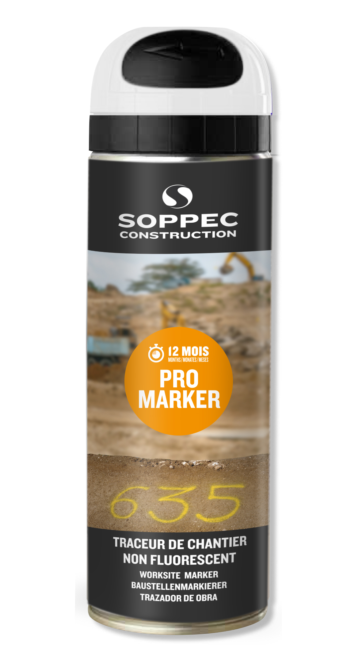 Bombe de peinture - Traceur de chantier SOPPEC non fluorescent promarker blanc 9-12 mois - 141500