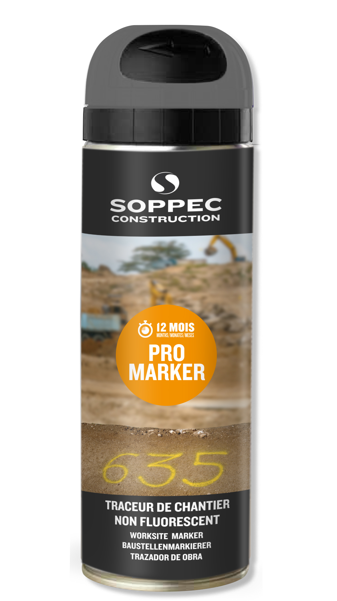 Bombe de peinture - Traceur de chantier SOPPEC non fluorescent promarker gris 9-12 mois - 141507