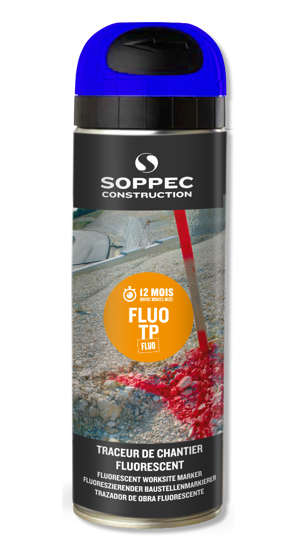 Bombe de peinture - Traceur SOPPEC de chantier fluo tp bleu 9-12 mois 500 ml - 141519