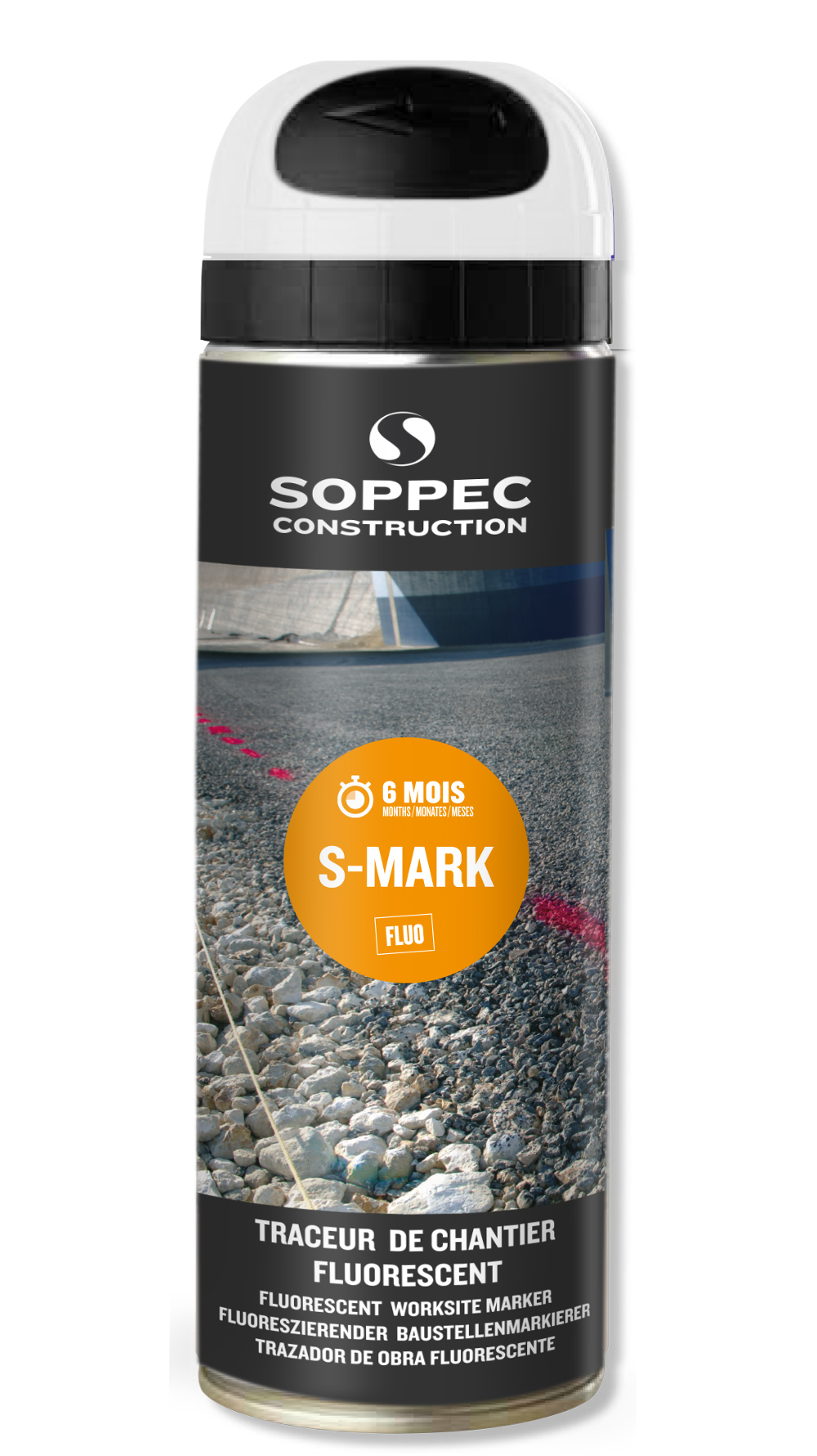 Bombe de peinture - Traceur de chantier SOPPEC blanc fluo s mark 3-6 mois - 141900