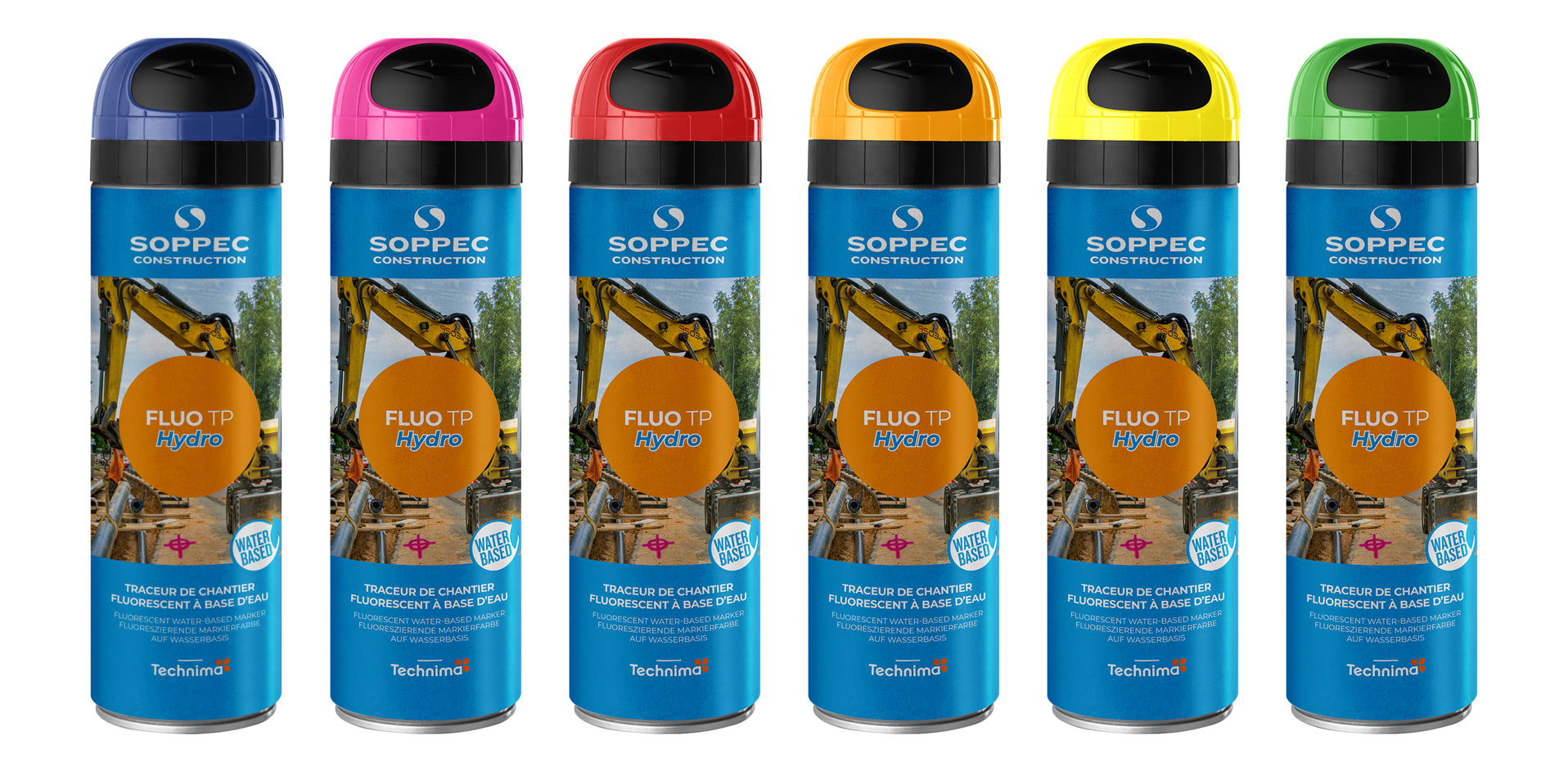 Bombe de peinture - Traceur chantier cerise fluo tp hydro SOPPEC - 143525