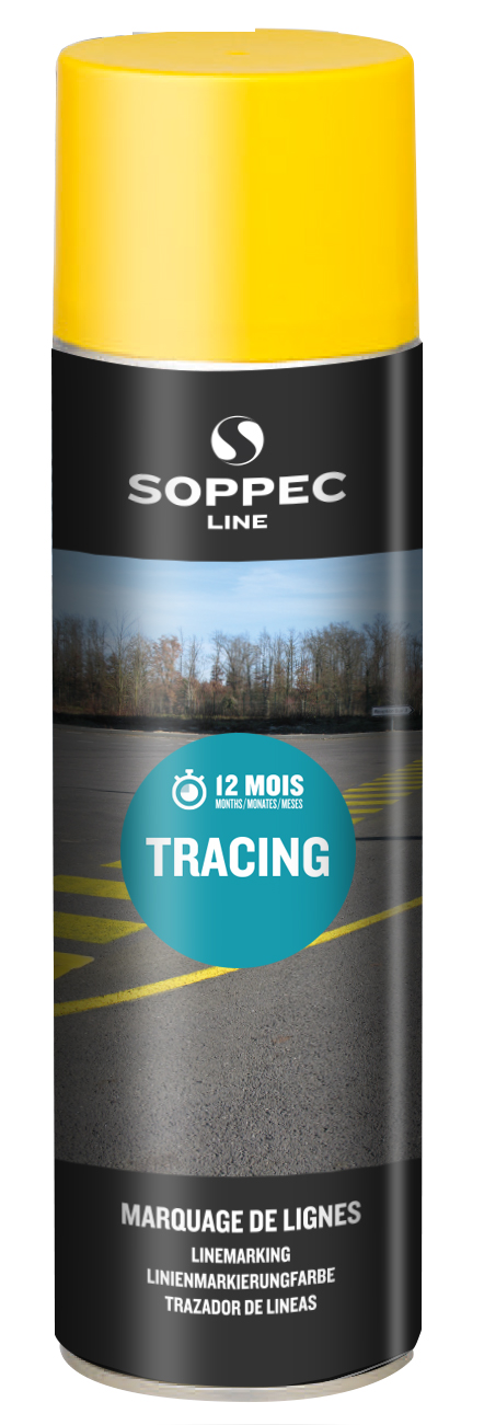 Bombe de peinture - Traceur de ligne SOPPEC pour le marquage jaune tracing 500 ml - 151602