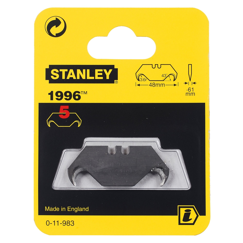 Lames de couteau 1996 sans trou - 5 lames - 0-11-983 - STANLEY