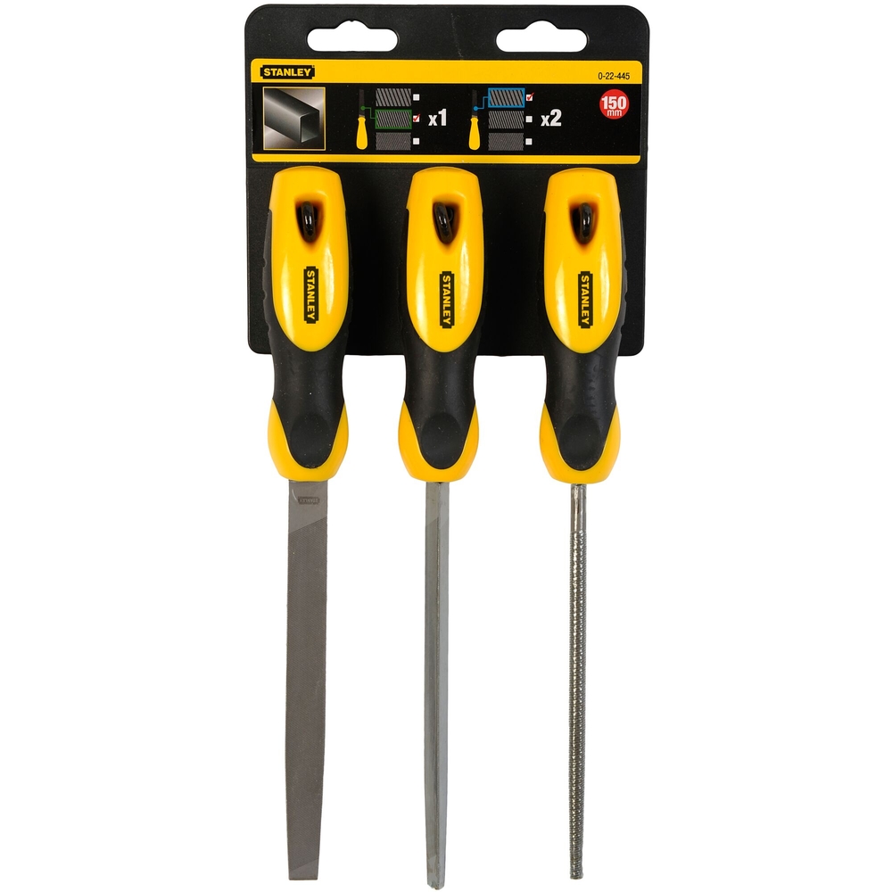 Limes bâtardes 150 mm - jeu de 3 pièces - 0-22-445 - STANLEY