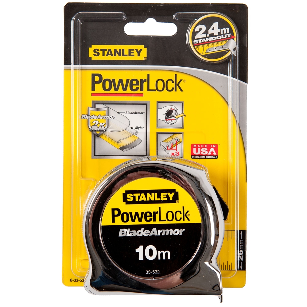 Mesure Blade Armor 10 m x 25 mm Powerlock - 0-33-532 - STANLEY