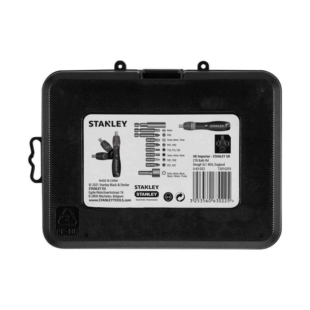 Tournevis porte-embouts à cliquet poignée revolver - coffret 25 pièces - 0-63-022 - STANLEY