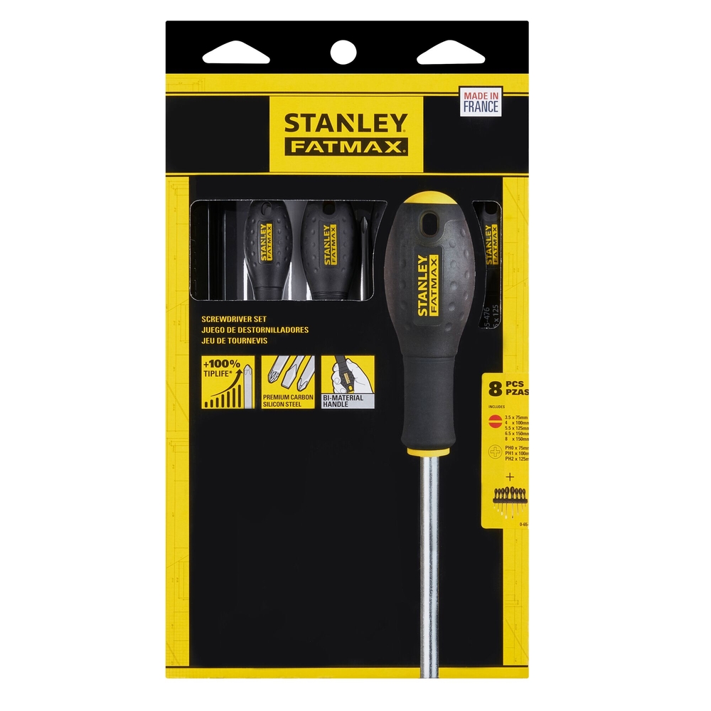 Tournevis d'électricien + mécanicien + Phillips - jeu de 8 pièces - Fatmax - 0-65-437 - STANLEY FATMAX
