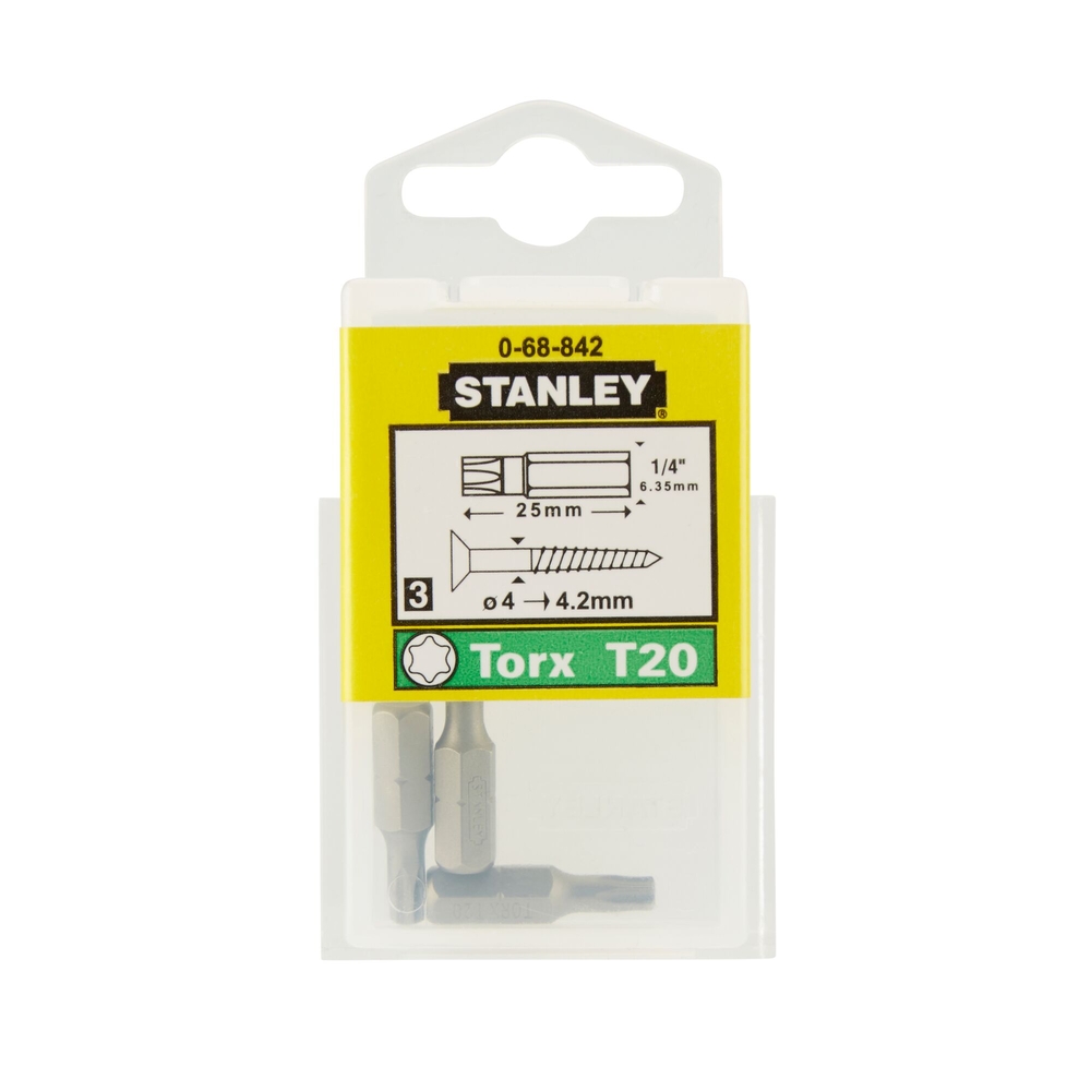 Embout de vissage Torx T20 25 mm - 3 pièces - 0-68-842 - STANLEY