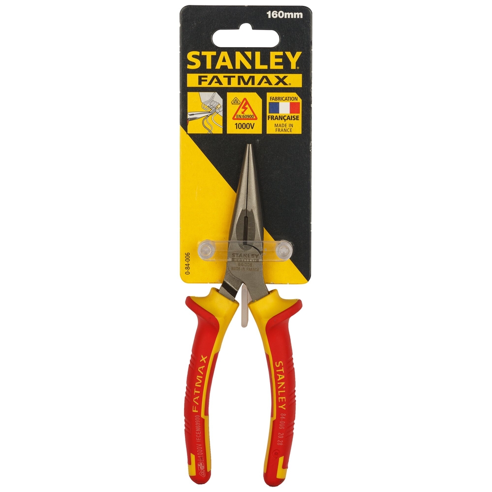 Pince à becs 1/2 ronds longs 160 mm isolée 1000 V - 0-84-006 - STANLEY FATMAX