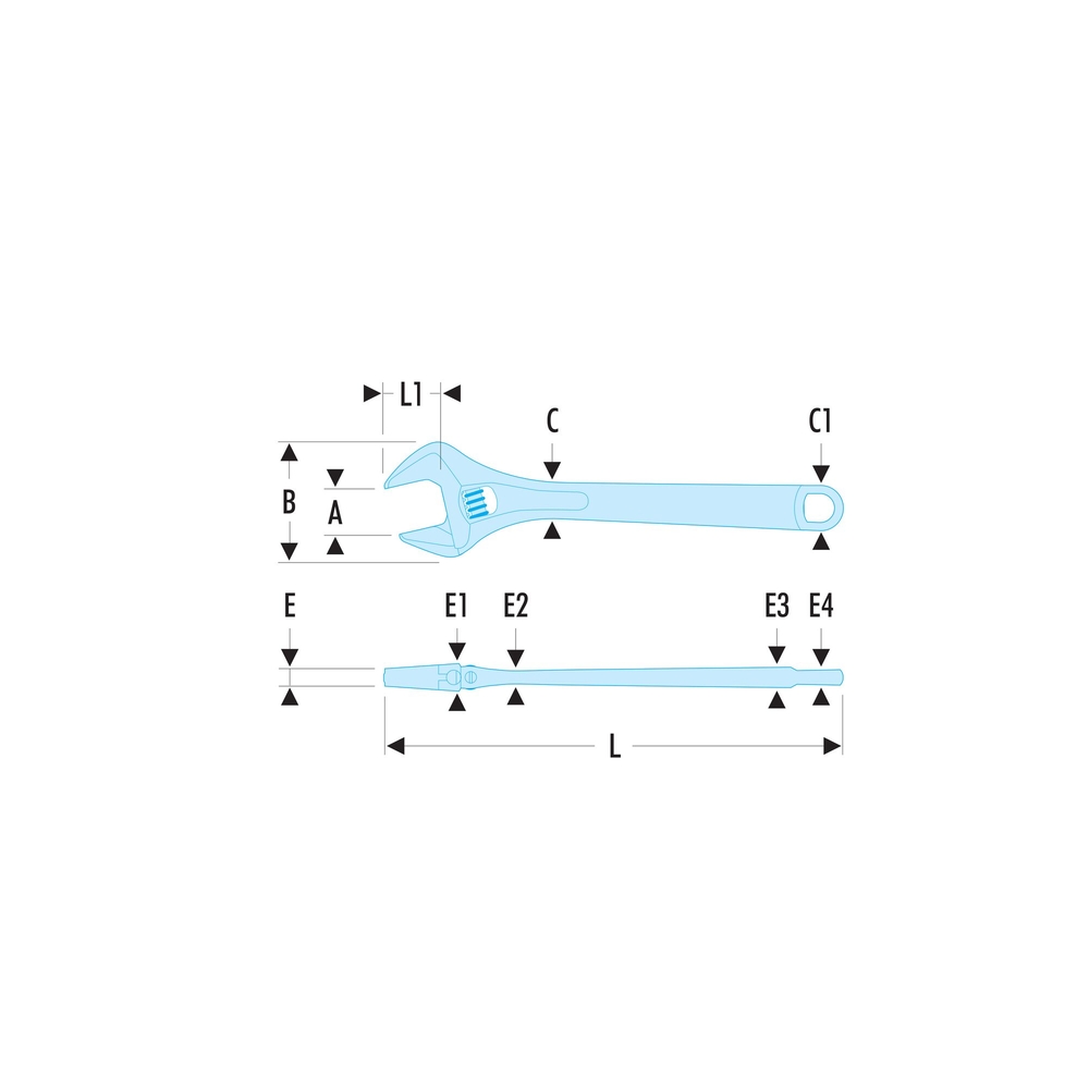 Clé à molette réversible manche métal 10