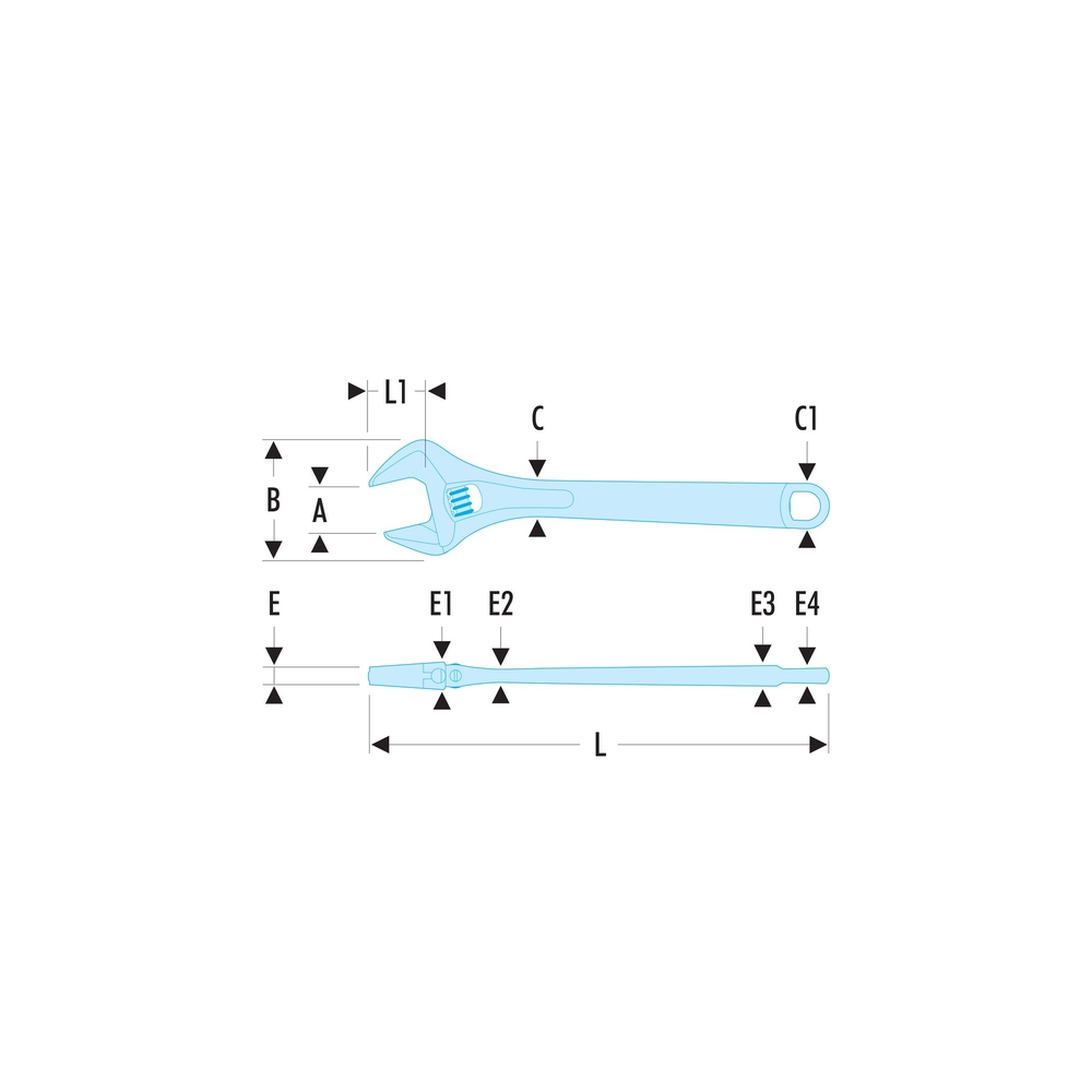 Clé à molette ajustable manche métal 10