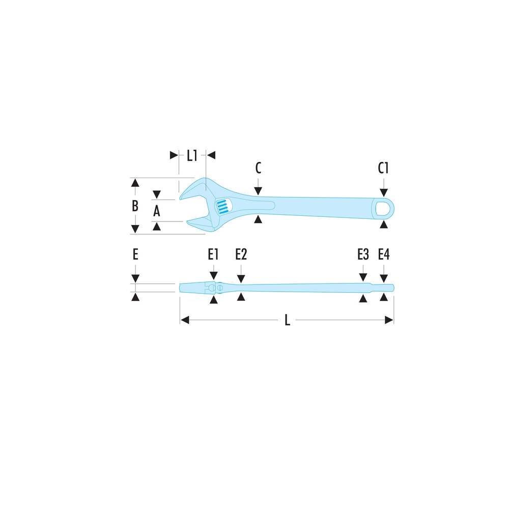 Clé à molette réversible manche métal 12