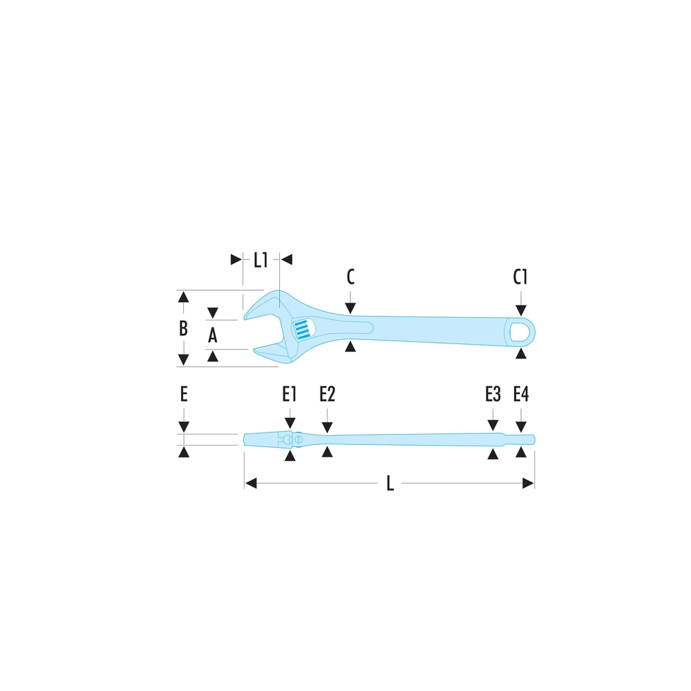 Clé à molette réversible manche métal 15