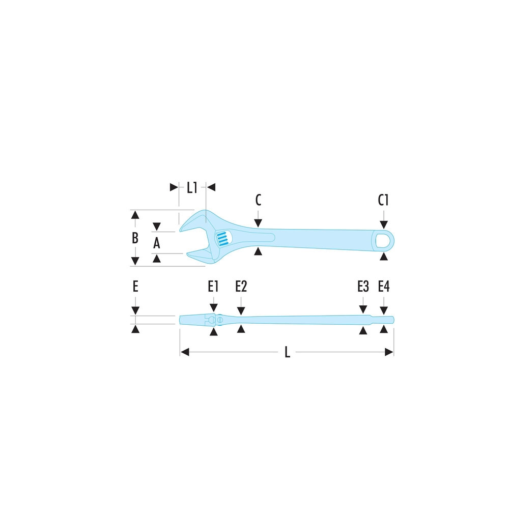 Clé à molette ajustable manche métal 15