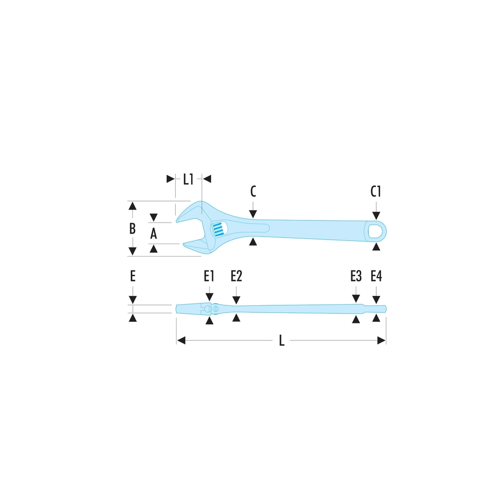 Clé à molette ajustable manche métal 6