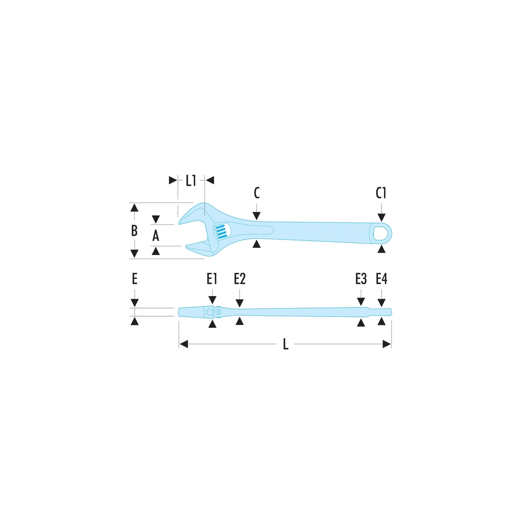 Clé à molette ajustable manche bi-matière 8