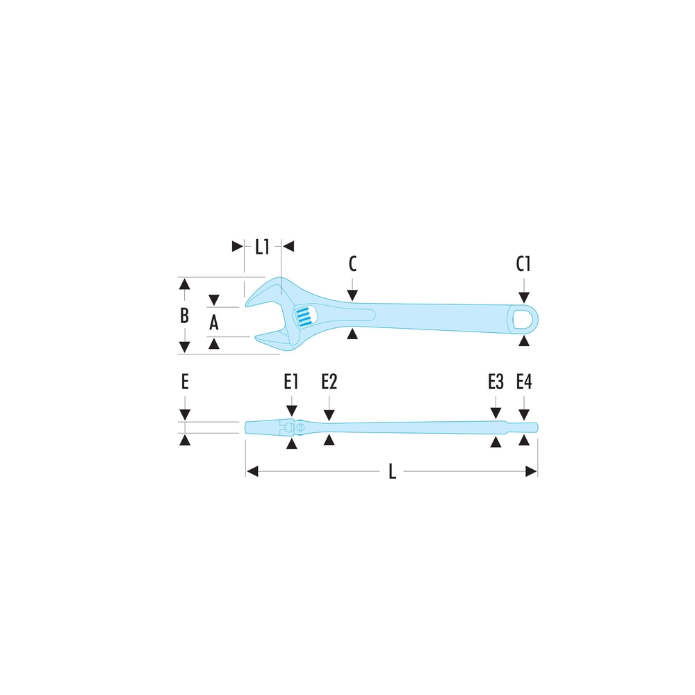 Clé à molette ajustable manche métal 8