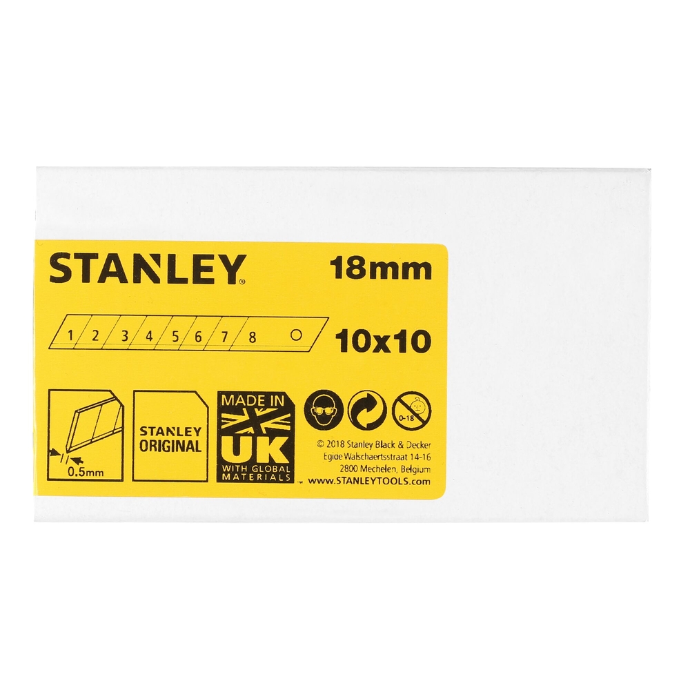 Lames de cutter 18 mm - 10 distributeur de 10 lames - 1-11-301 - STANLEY