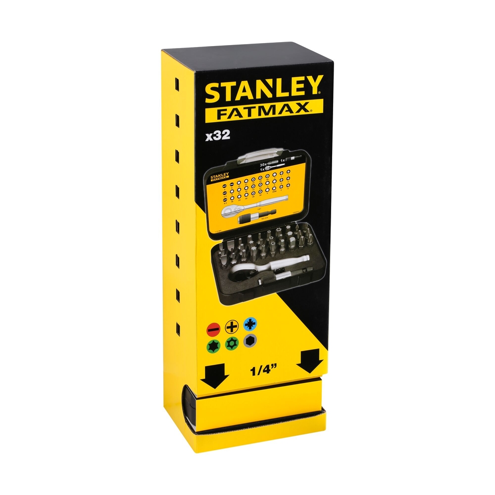 Coffret d'embouts de vissage 1/4’’ 25 mm + clé à cliquet - 32 pièces - gamme pro - 1-13-904 - STANLEY