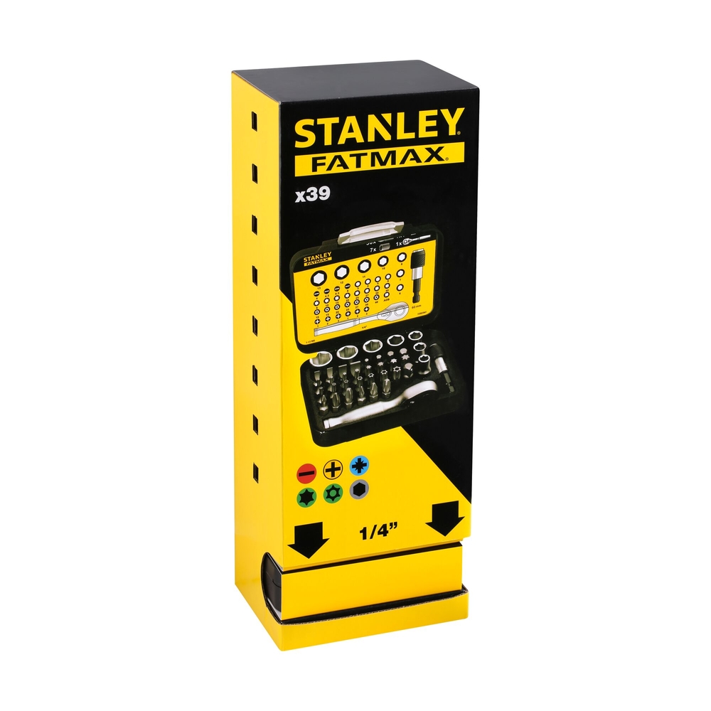 Coffret d'embouts de vissage 1/4’’ 25 mm + clé à cliquet - 39 pièces - gamme pro - 1-13-906 - STANLEY