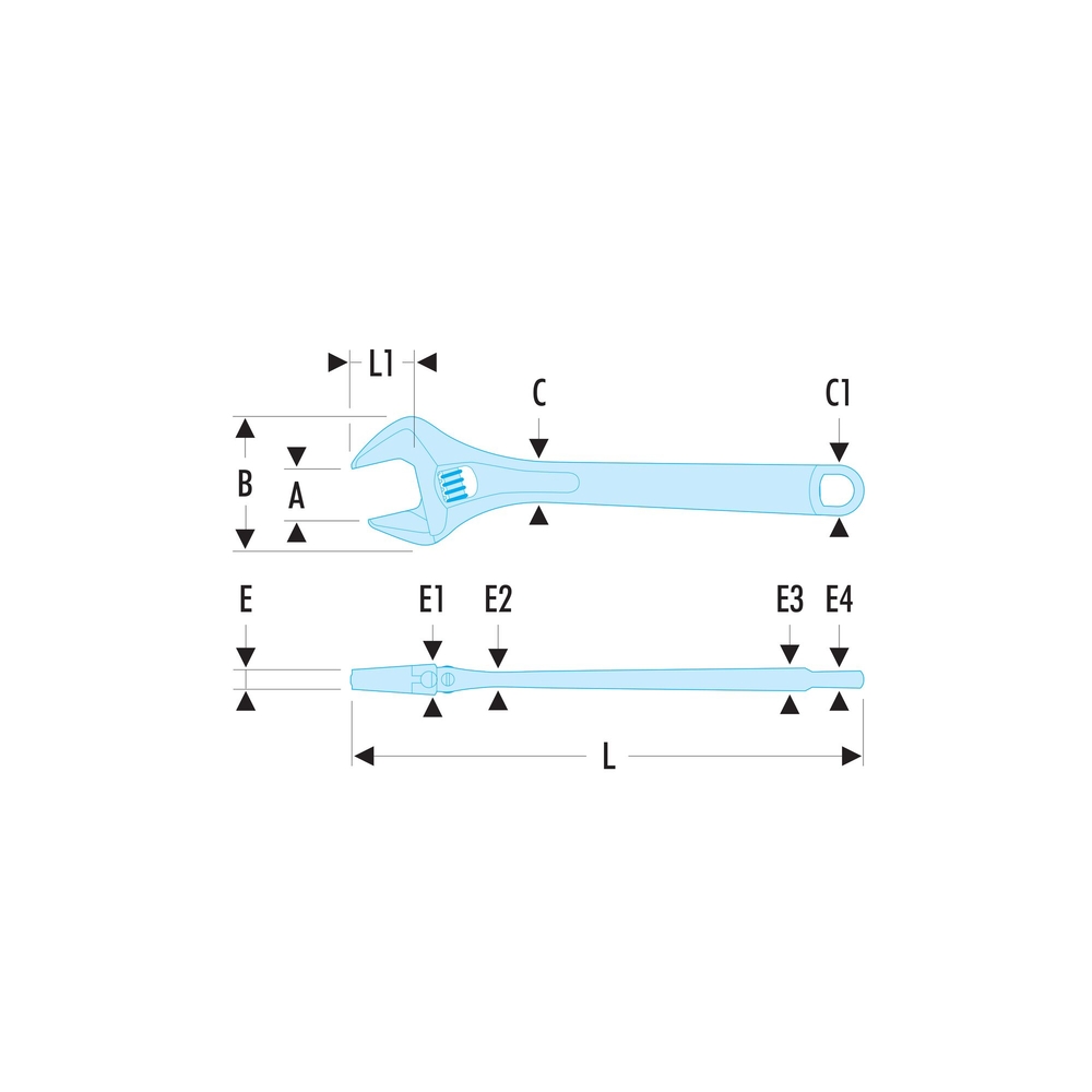 Clé à molette courte chromée 6