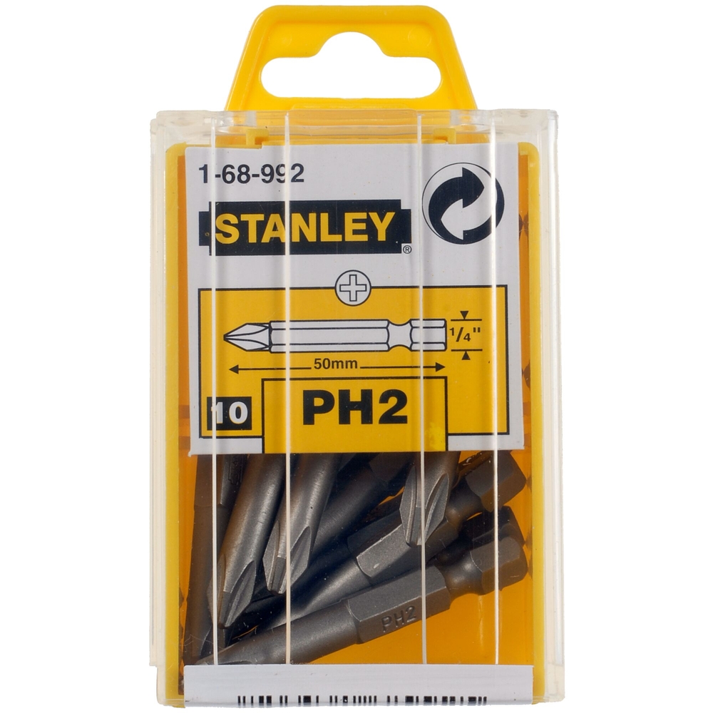 Lames de vissage longues Phillips PH2 50 mm - 10 pièces - 1-68-992 - STANLEY