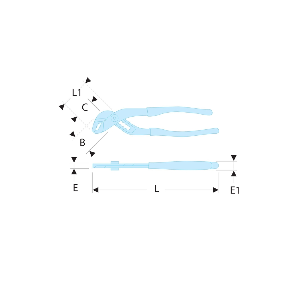 Pince multiprise entrepassée à verrouillage tête allongée 250 mm - Par 10 - FACOM - 181EF.25CPE