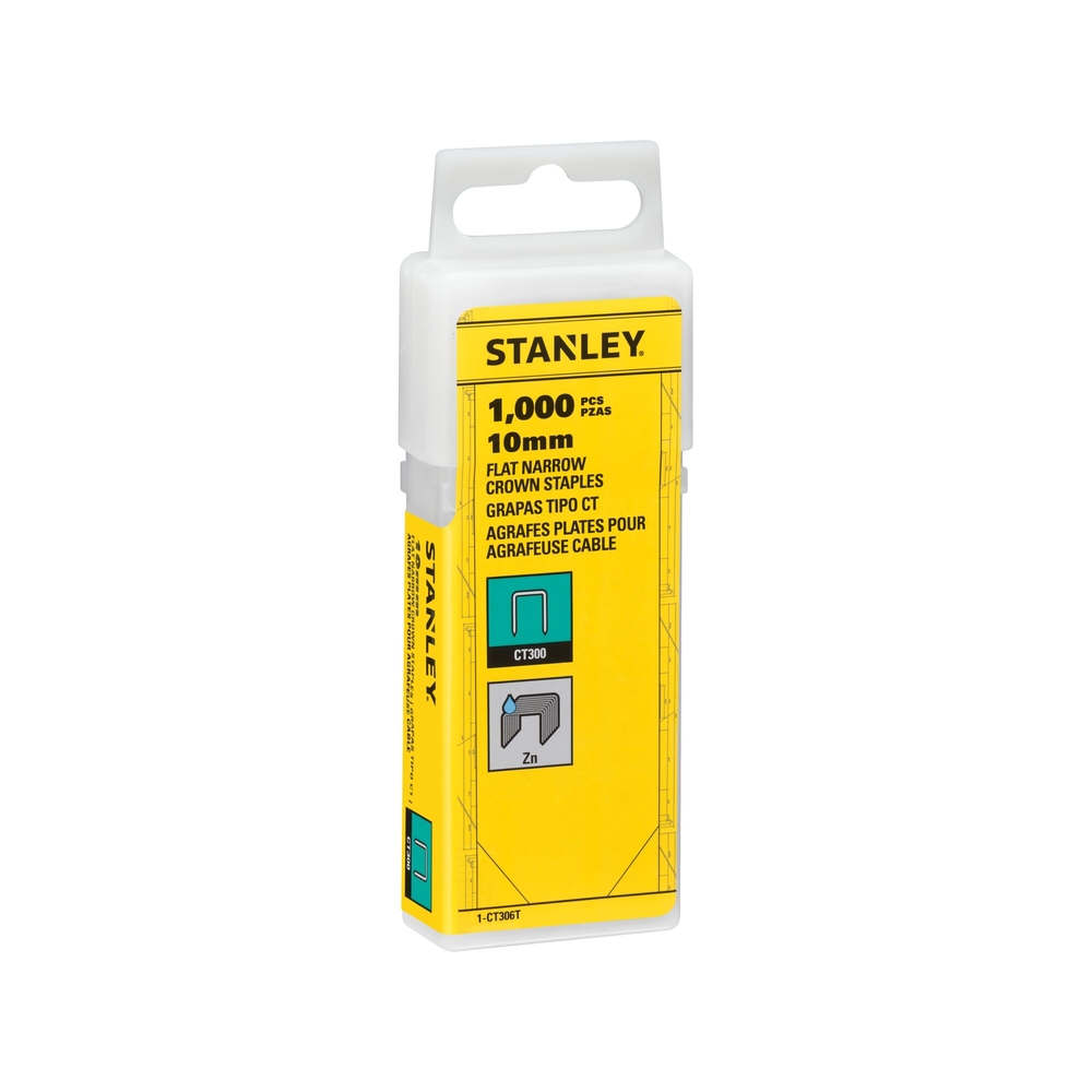 Agrafes plates 10 mm - 3/8’’ - boite de 1000 pièces - 1-CT306T - STANLEY