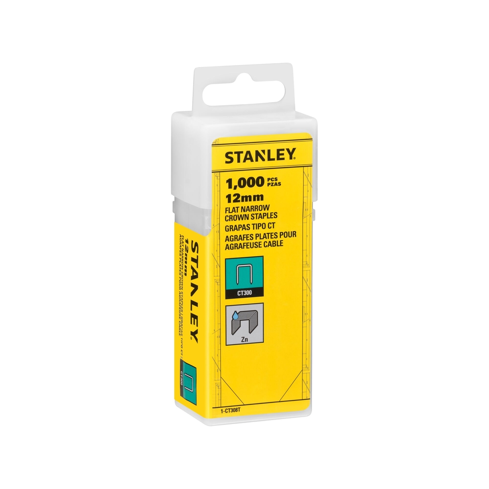 Agrafes plates 12 mm - 1/2’’ - boite de 1000 pièces - 1-CT308T - STANLEY